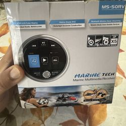 Bluetooth Marine Gauge Radio Receiver - Waterproof Boat Stereo - Digital Multimedia MP5 Player USB AM FM Tuner 4 x 50 Watts Audio System for ATV UTV