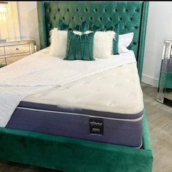 
◇ASK DISCOUNT COUPOn👌 queen King full twin bed  Diam Green Tufted 6 Ft Bed 《 
