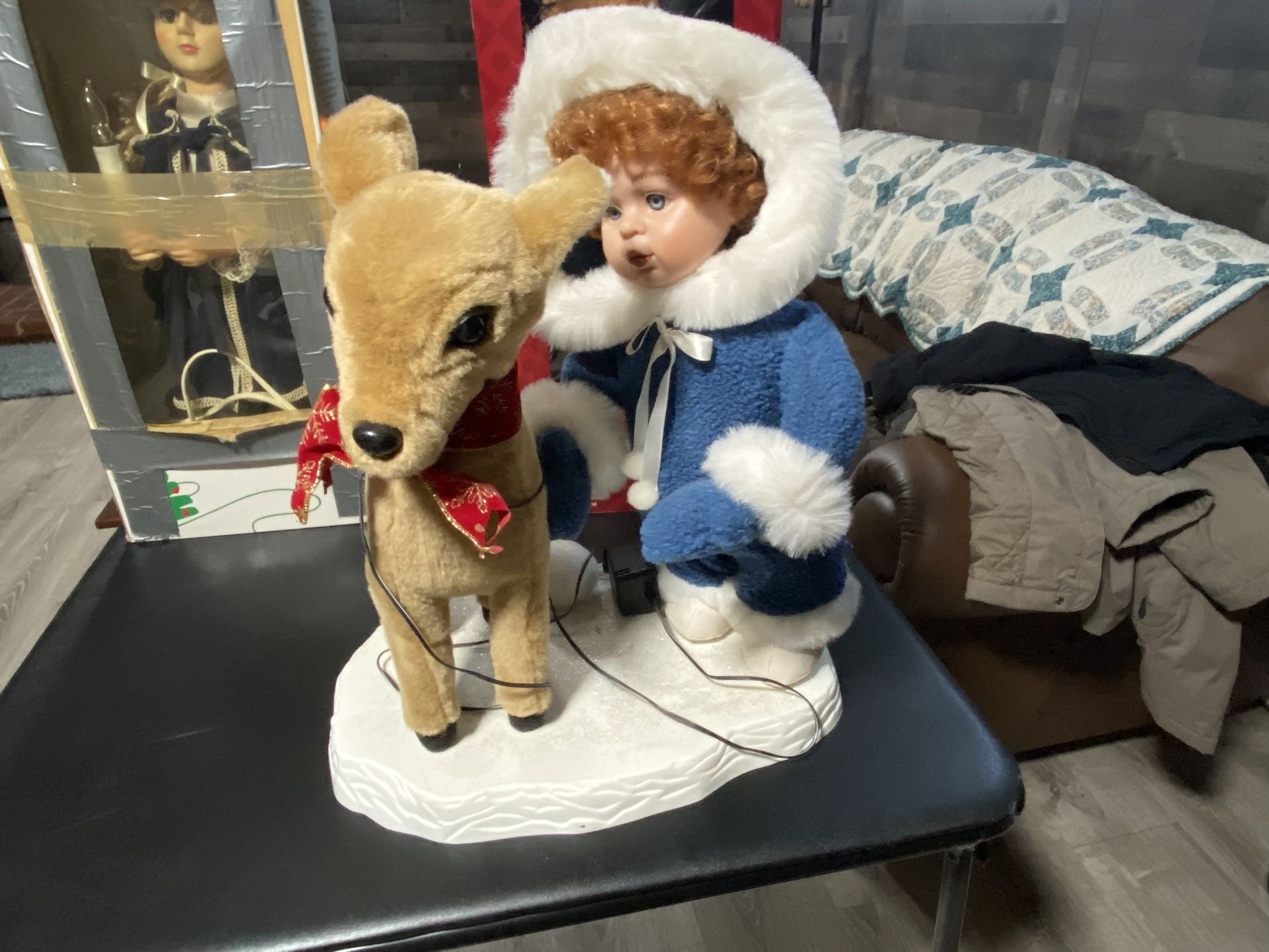 Christmas Movable Deer And Doll