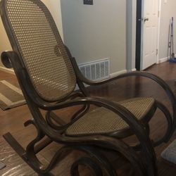 Vintage Wicker Cane Rocking Chair 