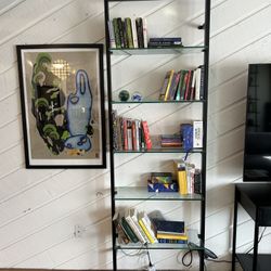 Crate & Barrel Glass Iron Shelves (2)