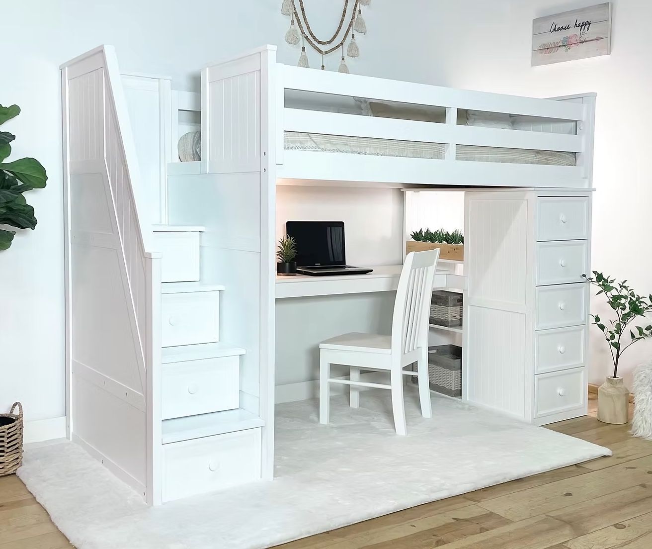 Twin Multifunction with Desk White