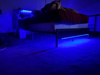 Blue LED Strip Lights frame and mattress , box spring included