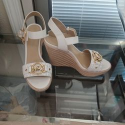 Mk White Wedges Size 7 1/2