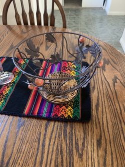 Decorative Metal and Wicker Basket