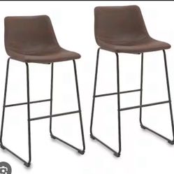 30 in. Metal Brown Rustic Bar Height Bar Stools with Back and Footrest (Set of 2)  94098