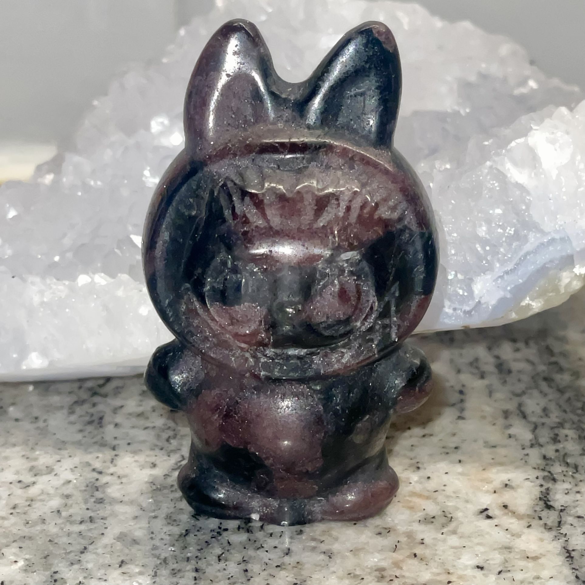 Red Garnet Crystal Labubu Figurine