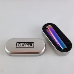 New Icy Purple Rainbow Metal Clipper Lighter with box