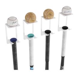 Set  Of 4 : Baseball Bat & Ball Wall mount racks