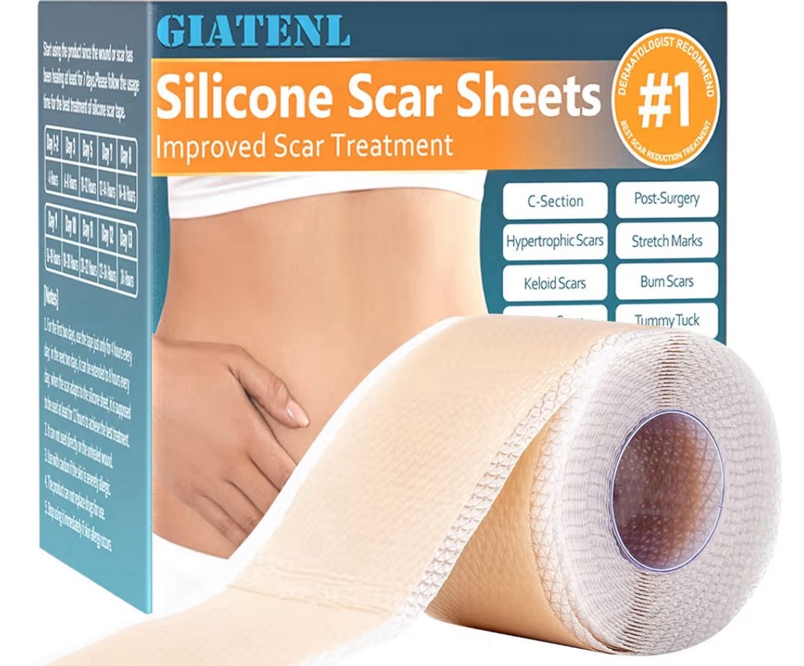 Brand: GIATENL Silicone Scar Sheets, Silicone Scar Tape, Reusable Scar Silicone Strips for Scar Removal Treatment, Soft Silicone Scar Sheets for Surgi