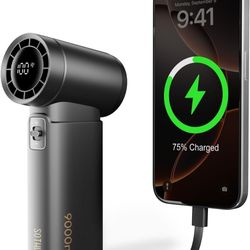☆ Handheld Fan - Portable Fan with Charger Power Bank with 9000mAh Rechargeable, 18W Fast Charging, Type-C Input, 50000RPM High Speed Turbo Airflow