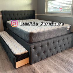 Full/Twin GrY Trundle Beds w. Orthopedic Mattresses Included 