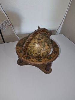 Antique  Mini Globe with Wooden Stand – Old World Decor
