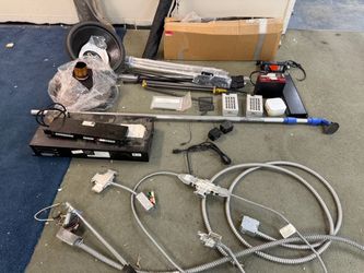 Whole lot/pacakage of electronics, car parts, speaker parts, cam tripod, etc
