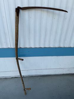 REALLY GREAT VINTAGE Old Wooden Hay Scythe  63" Tall  30" Blade