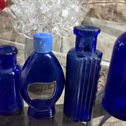 Blue glass antique items