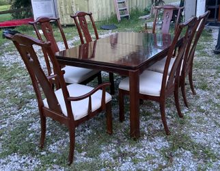 Vintage Dark Cherry Dining Table & 6 Chairs