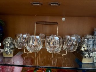 MCM Harlequin Roly poly glasses & caddy