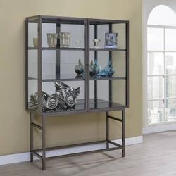 Gorgeous Curio Cabinet In Black Nickel Finish! Lowest Prices Ever!