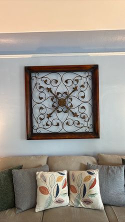 Framed Wrought Iron Scroll Wall Decor