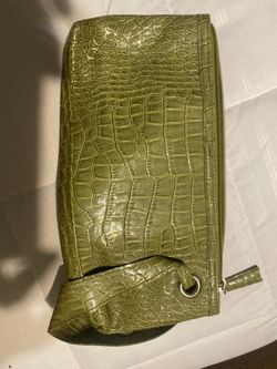 Green snake skin clutch