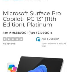 Microsoft Surface Pro 13" (11th EDITION) Platinum *Top Of The Line Model*