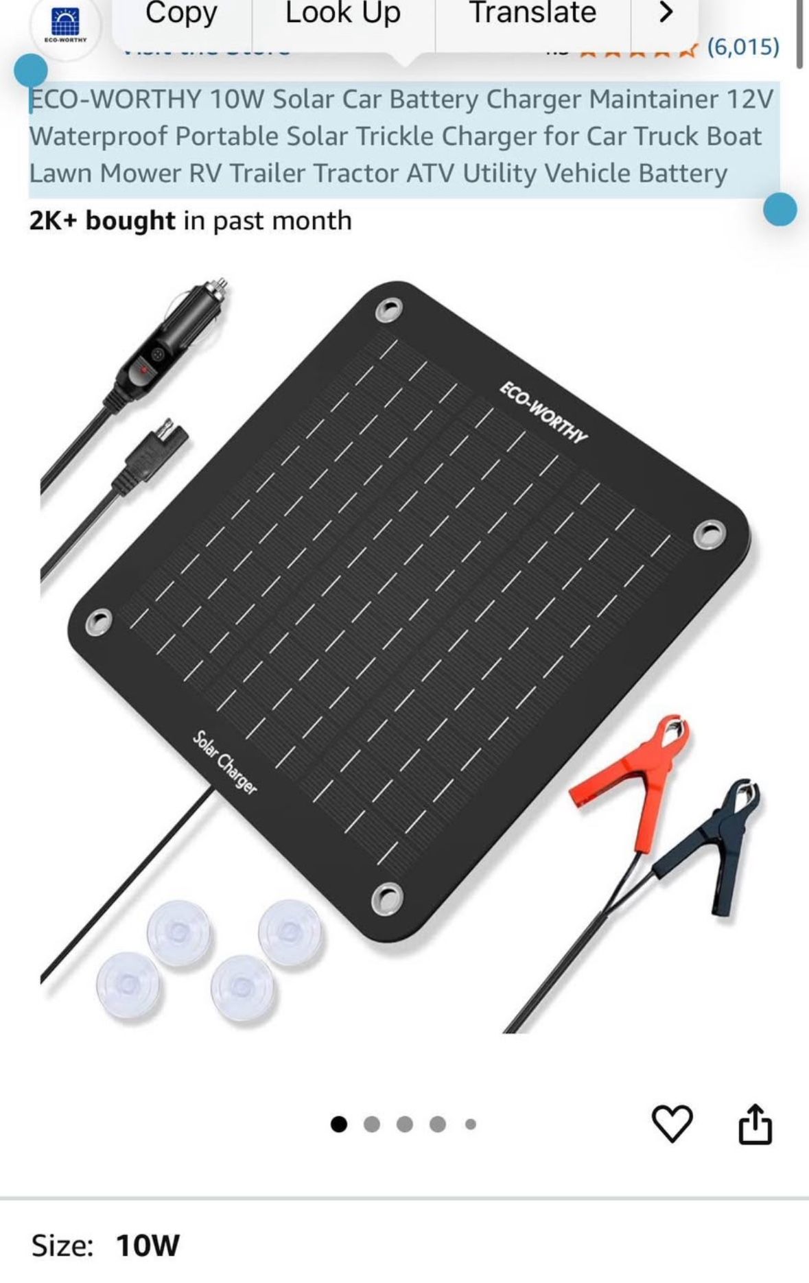 10W Solar Car Battery Charger Maintainer 12V Waterproof Portable Solar Trickle Charger for Car Truck