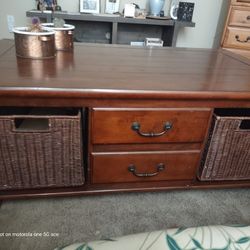 Cherrywood Coffee Table And End Table, Lots Of Storage