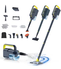 Steam Mop with Detachable Handheld Steam Cleaner, 10-in-1 Multi Accessories, Quick 10s Heat, 350ml and 2-Level Steamer for Cleaning Floor, Carpet, BBQ