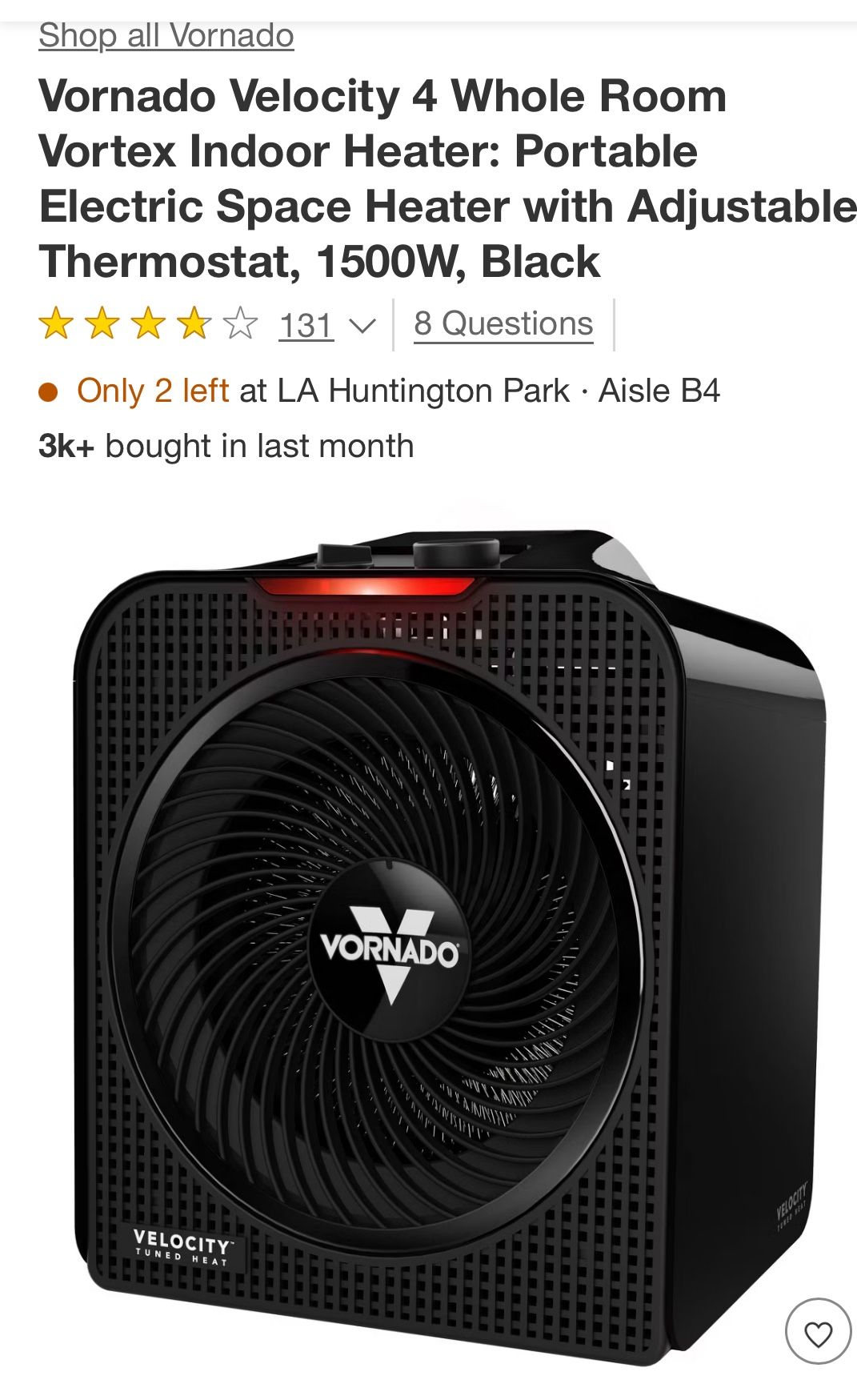 Heater Vornado 1500btu