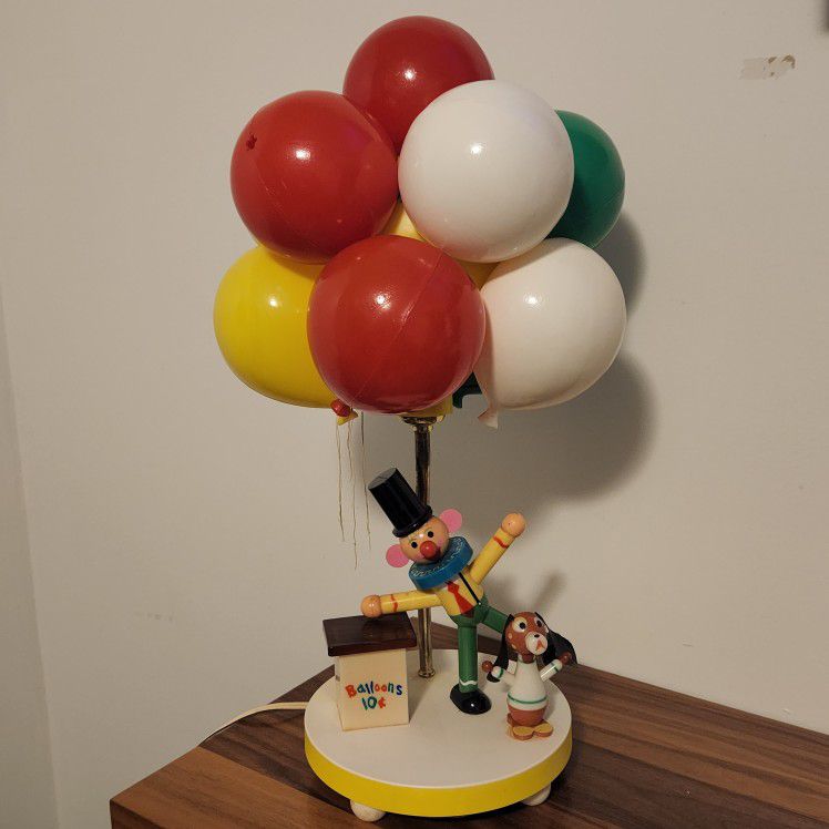 Vintage Clown Balloon Vendor 1970's Nursery Childs Lamp & Shade Dolly Toy No 541