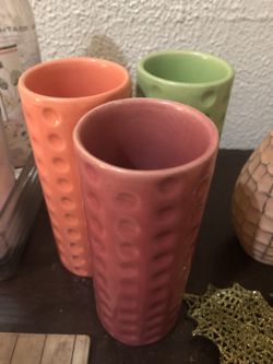 Set of 3 Colorful Textured Vases