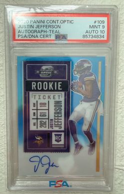 2020 Panini Contenders Optic Justin Jefferson Rookie Auto PSA 9/auto 10 /99