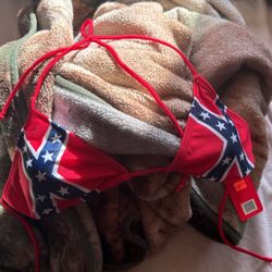 New Small Confederate Flag Bathing Suit Top 