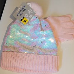 NEW Pink Hat And Glove Set