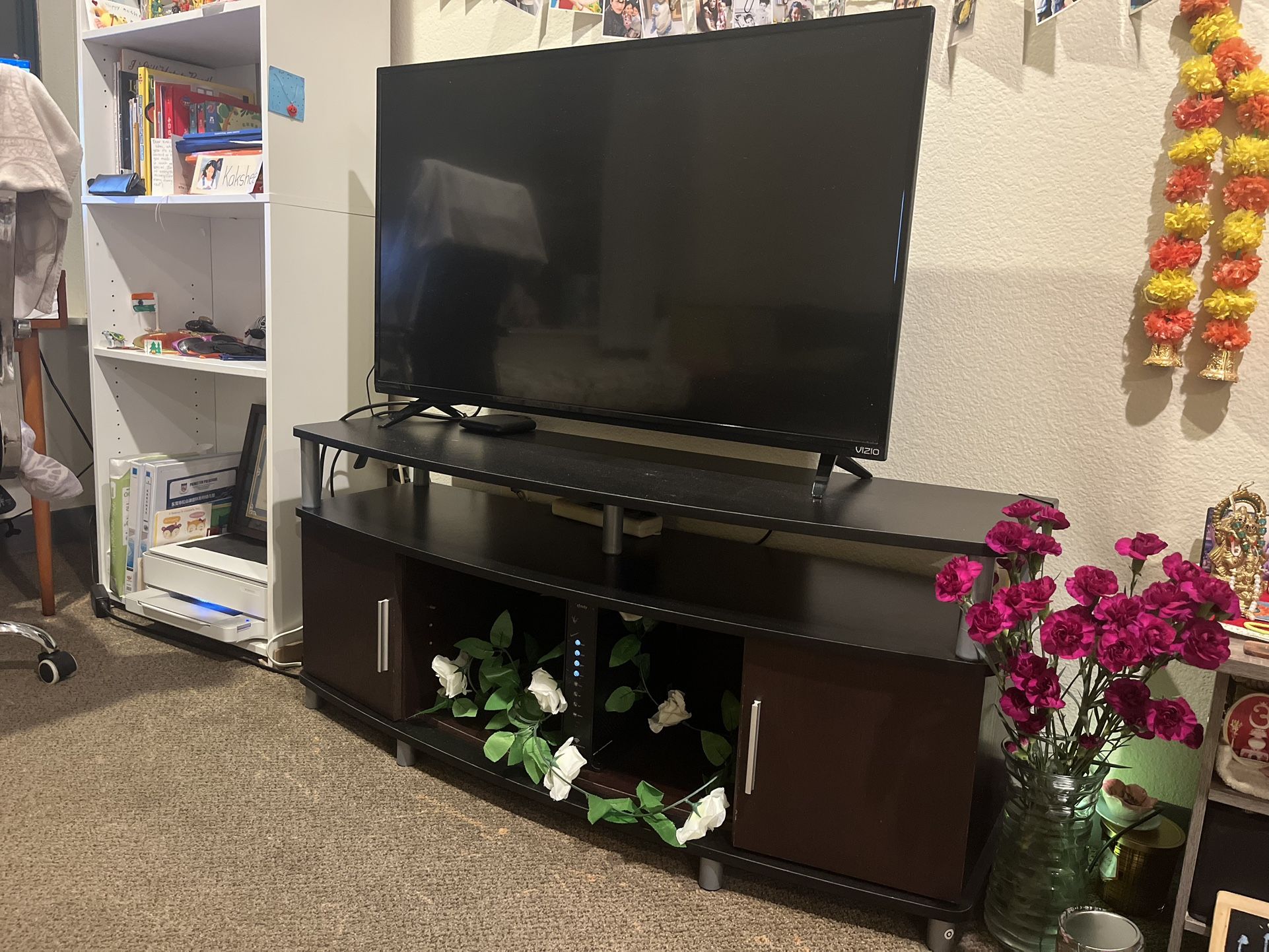 Vizio 43” Tv, TV stand and L size big sofa