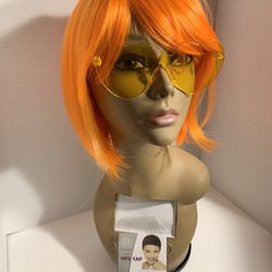 NEW Orange Wig/ Party Glasses /Wig Cap