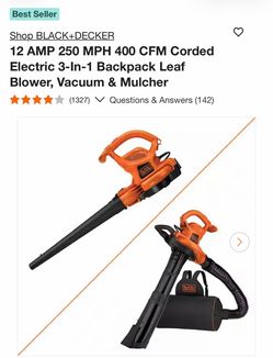 BLACK+DECKER 3-in-1 Corded Backpack Leaf Blower Vacuum Mulcher