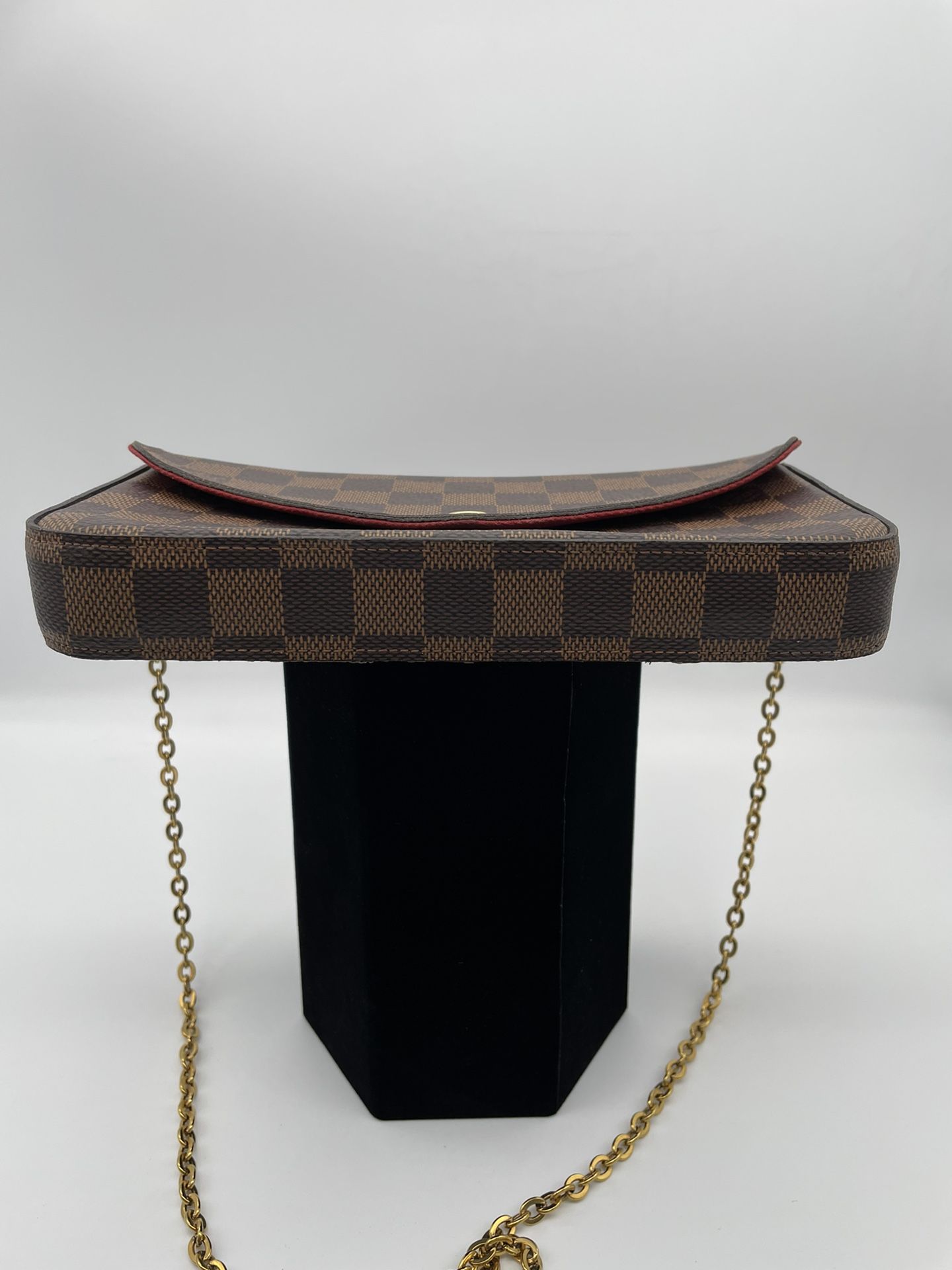 LOUIS VUITTON Monogram Pochette Felicie Chain Wallet Red