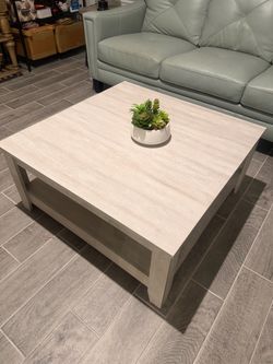 Square Coffee Table with Storage Shelf