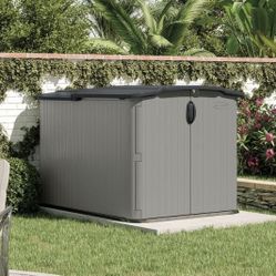 Glide top 5 ft. × 7 ft. Plastic Resin Storage Shed with Floor (32 sq. ft.) in Dove (Gray)