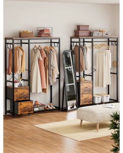 Metal clothing rack with drawers