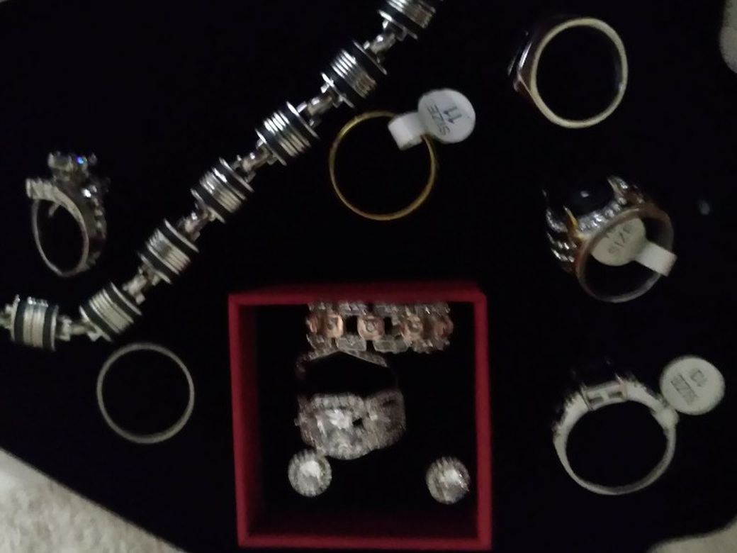 Bracelet, Rings, Stainless Steel Diamond Studs