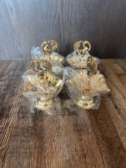 Set of 4 Brass Peacock Diya Oil Lamps ~3.25x4.5”