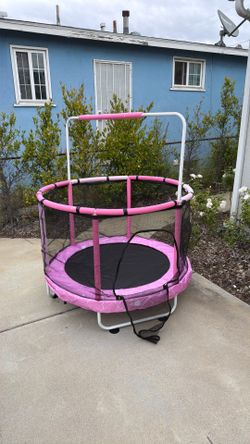 Pink Trampoline for Kids with Enclosure