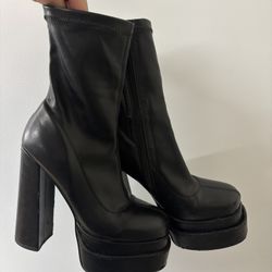 Leather High Heel Boots