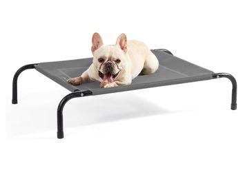 41.4"x26"x8" Medium Elevated Grey Breathable Mesh Hammock Dog Bed with Frame (65 lbs Max Weight)