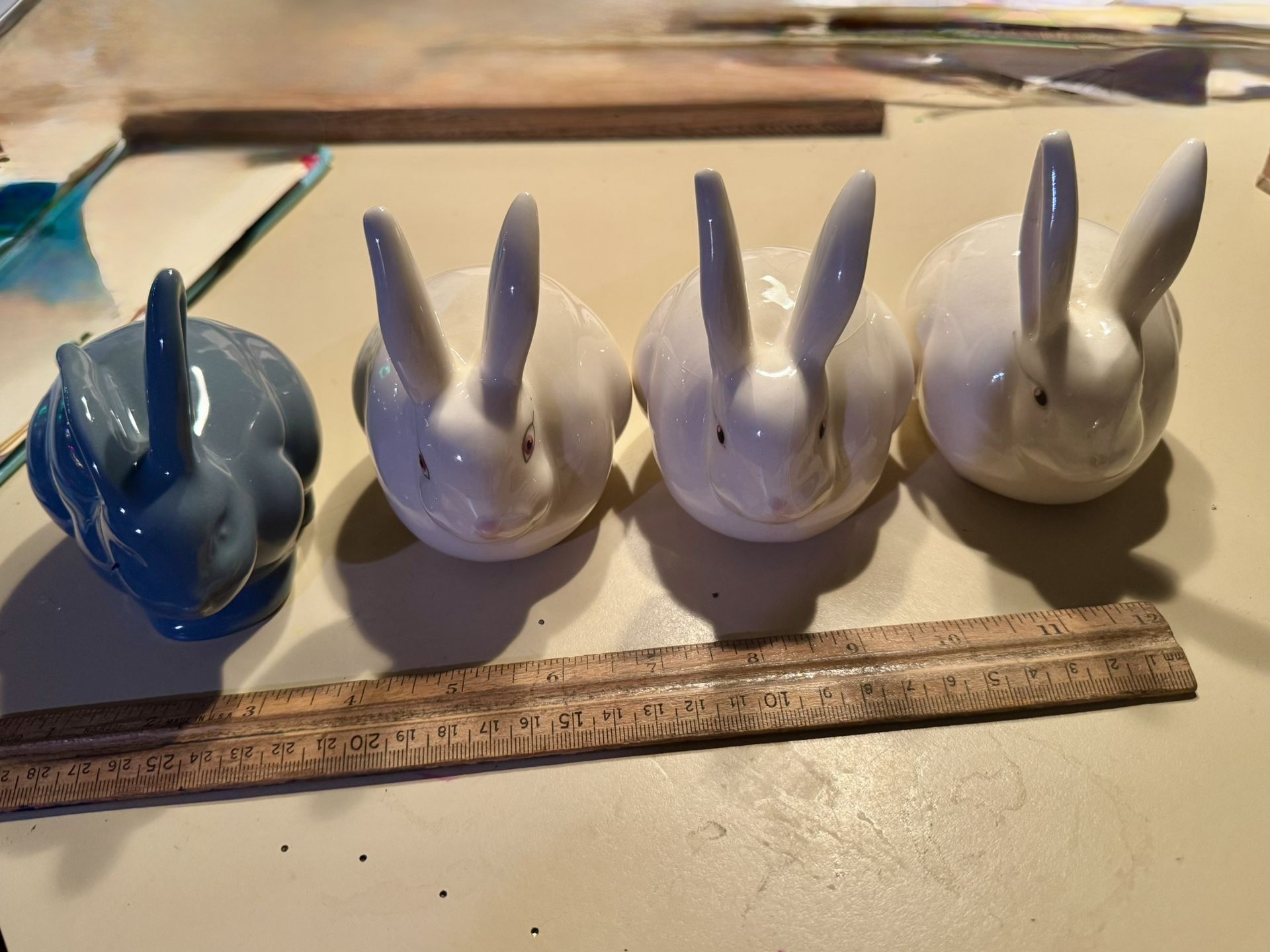Vintage Cotton Ball Holder Rabbits
