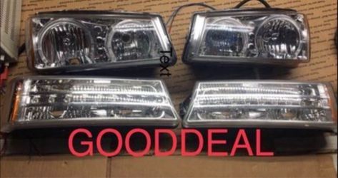 #86 Fit 2003-2006 Chevy Chevrolet Silverado / Avalanche HeadLight Chrome LED Halo Headlight Set Lights Lamp