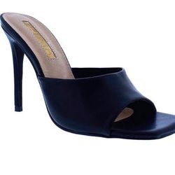 Size 9 Black Heels Mules Square Toe 